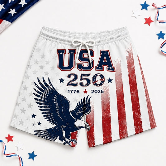 America 250th Anniversary Beach Short- Soaring Eagle USA Flag