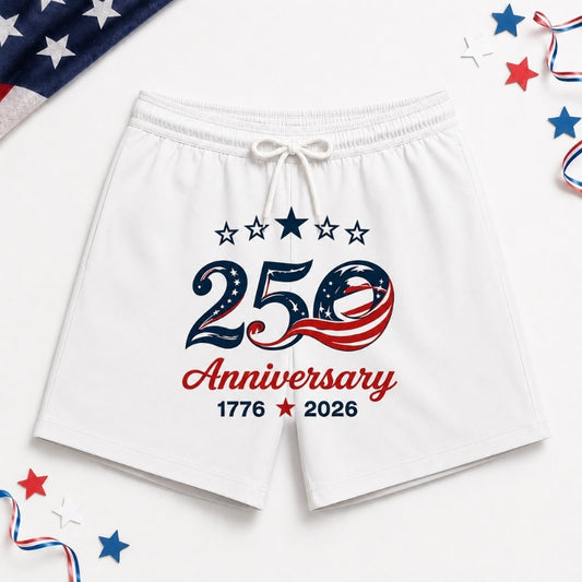 America 250th Anniversary Beach Short- Stars Anniversary Print