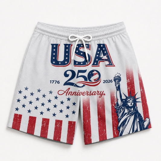 America 250th Anniversary Beach Short- USA Liberty Anniversary