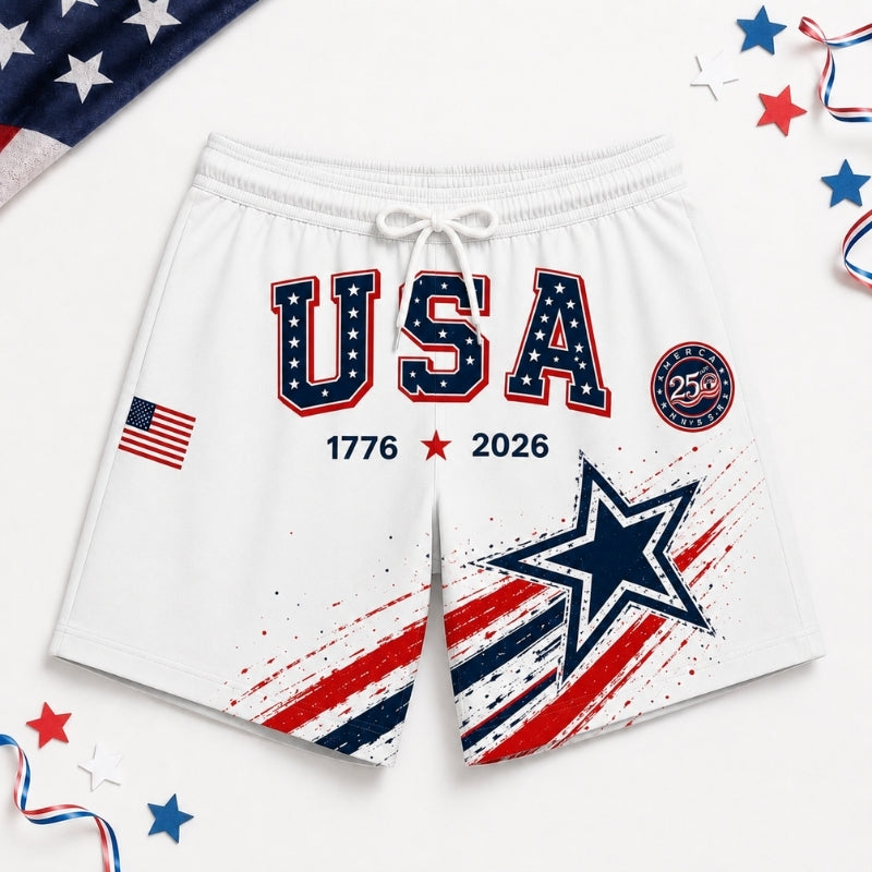 America 250th Anniversary Beach Short- USA Shooting Star Brush