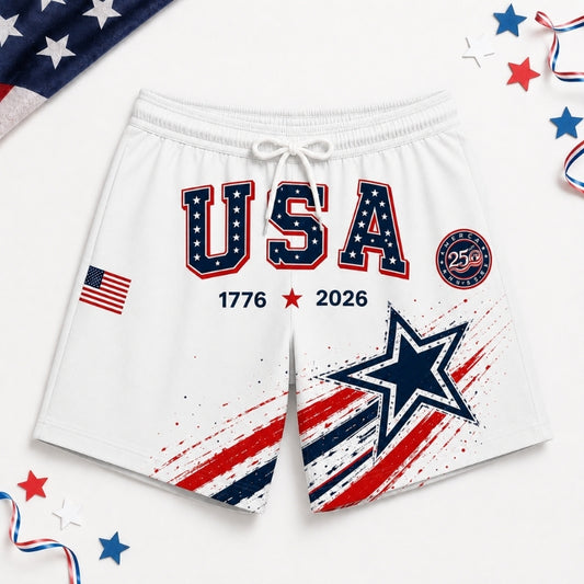 America 250th Anniversary Beach Short- USA Shooting Star Brush
