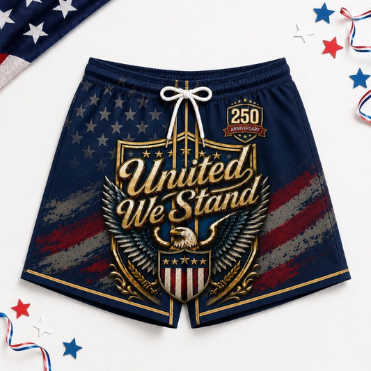 America 250th Anniversary Beach Short- United We Stand Crest