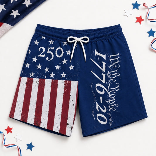 America 250th Anniversary Beach Short- We The People Star Ring