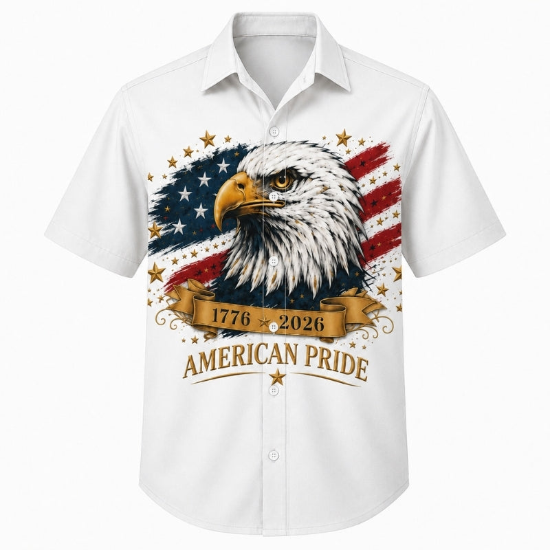 America 250th Anniversary Hawaiian Shirt- Eagle American Pride Tee