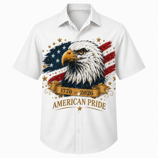 America 250th Anniversary Hawaiian Shirt - Eagle American Pride Tee