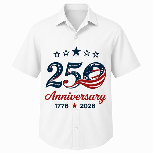 America 250th Anniversary Hawaiian Shirt - Stars Anniversary Banner