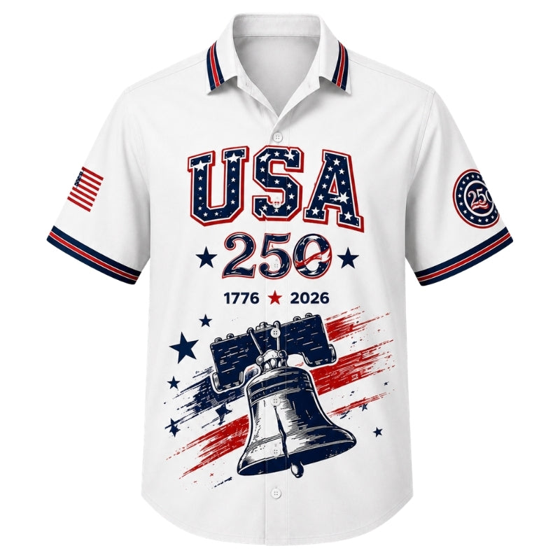 America 250th Anniversary Hawaiian Shirt- USA Liberty Bell Flag