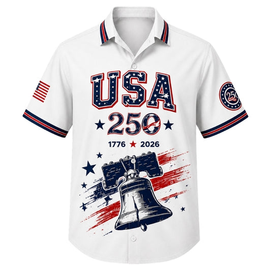 America 250th Anniversary Hawaiian Shirt - USA Liberty Bell Flag