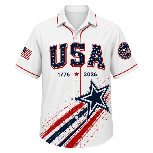 America 250th Anniversary Hawaiian Shirt - USA Shooting Star Brush