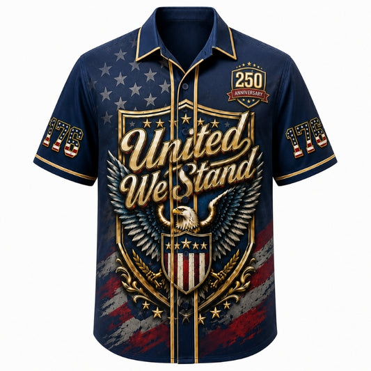 America 250th Anniversary Hawaiian Shirt - United We Stand Crest