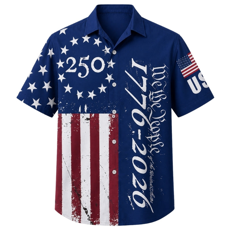 America 250th Anniversary Hawaiian Shirt- We The People Star Ring