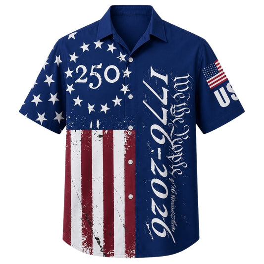 America 250th Anniversary Hawaiian Shirt - We The People Star Ring