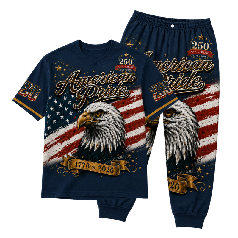 America 250th Anniversary Pajamas Short Sleeve - American Pride Eagle