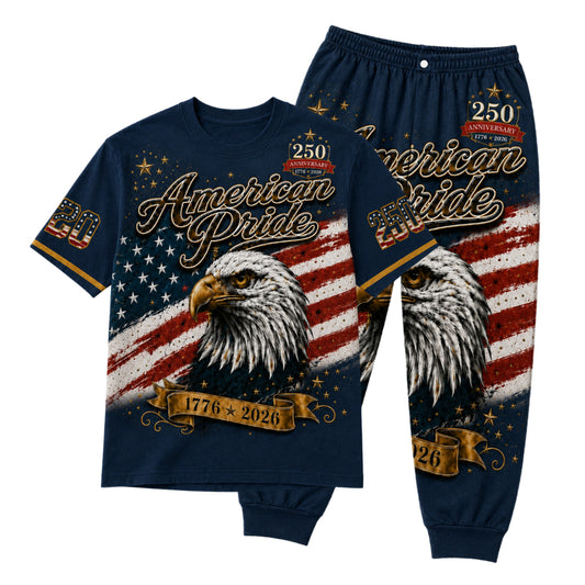 America 250th Anniversary Pajamas Short Sleeve - American Pride Eagle