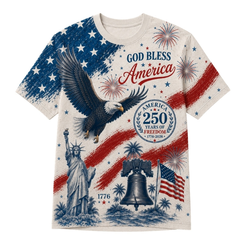 America 250th Anniversary Pajamas Short Sleeve - Blessed America Eagle