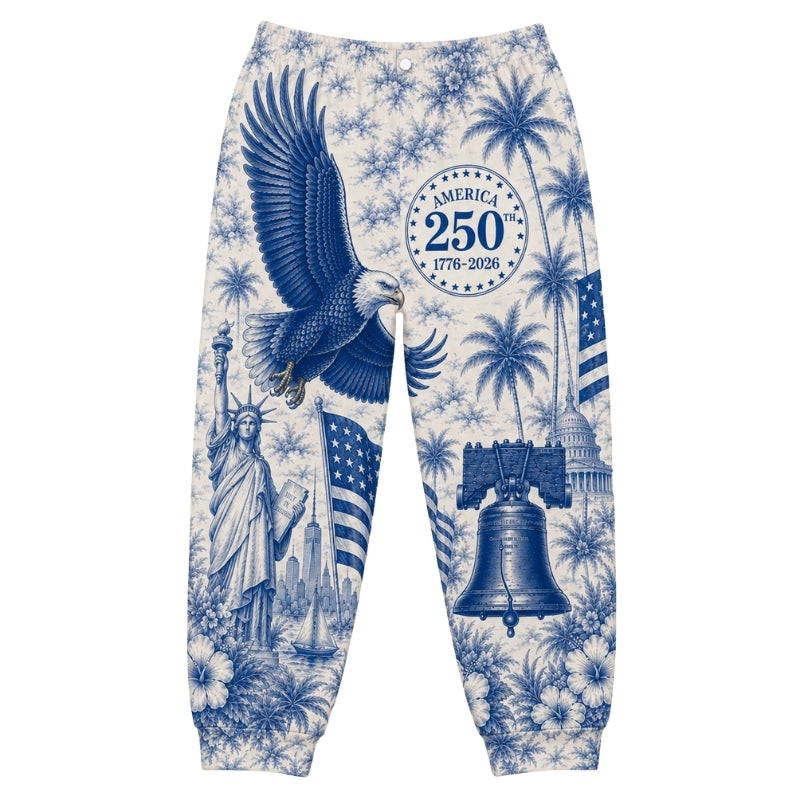 America 250th Anniversary Pajamas Short Sleeve - Blue Eagle Bell Palms