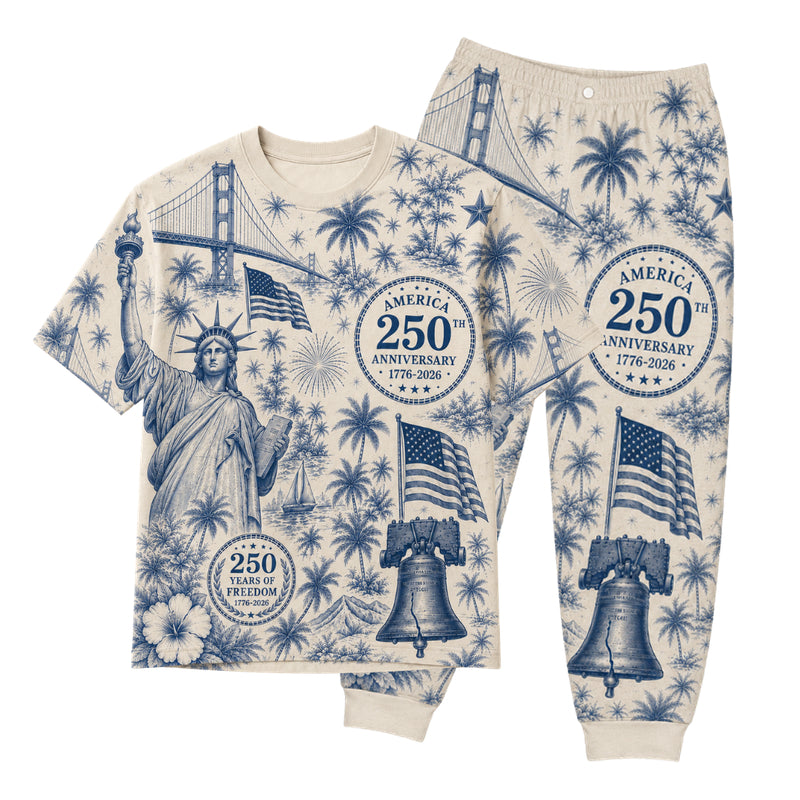 America 250th Anniversary Pajamas Short Sleeve - Bridge Liberty Bell