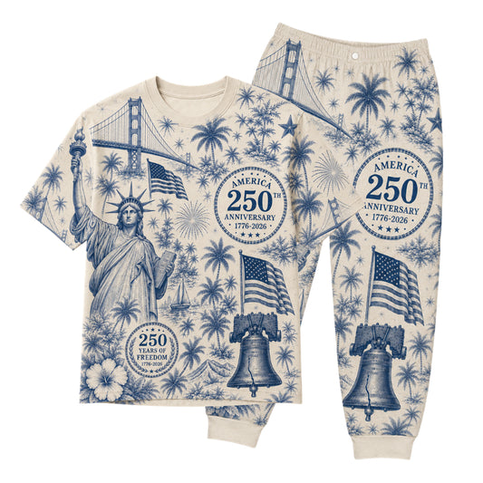America 250th Anniversary Pajamas Short Sleeve - Bridge Liberty Bell