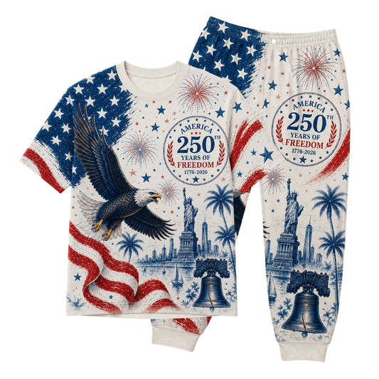 America 250th Anniversary Pajamas Short Sleeve - Eagle Liberty Bell