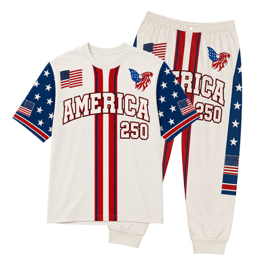America 250th Anniversary Pajamas Short Sleeve - Eagle Stripe America Crest