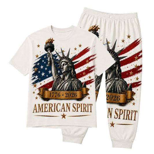 America 250th Anniversary Pajamas Short Sleeve - Liberty Spirit Flag