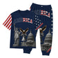 America 250th Anniversary Pajamas Short Sleeve - Navy Eagle Bell Scene