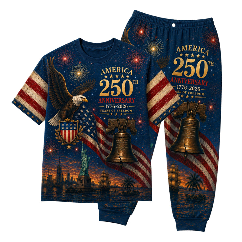 America 250th Anniversary Pajamas Short Sleeve - Night Eagle Bell
