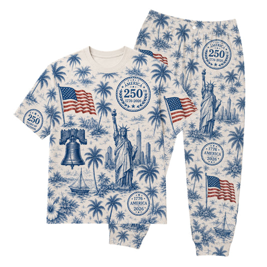 America 250th Anniversary Pajamas Short Sleeve - Palm Skyline Bell
