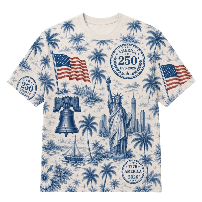 America 250th Anniversary Pajamas Short Sleeve - Palm Skyline Bell