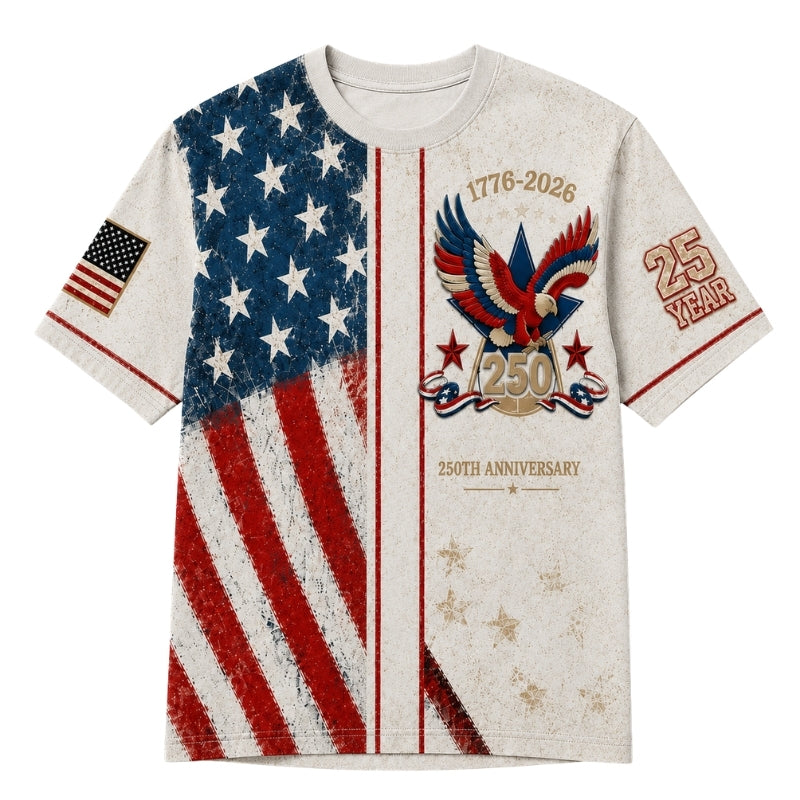 America 250th Anniversary Pajamas Short Sleeve - Split Flag Eagle