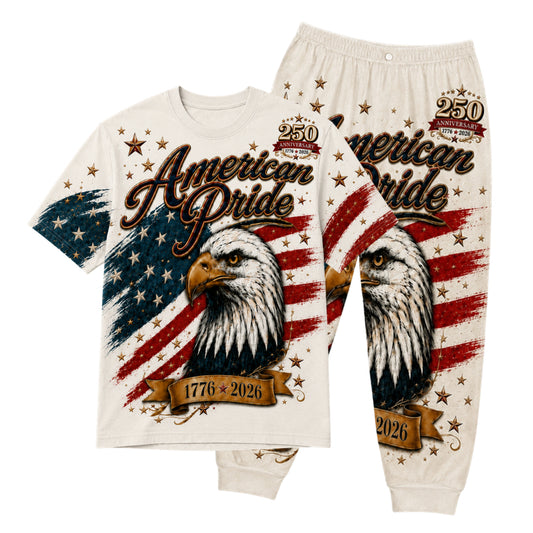 America 250th Anniversary Pajamas Short Sleeve - Stars Pride Eagle