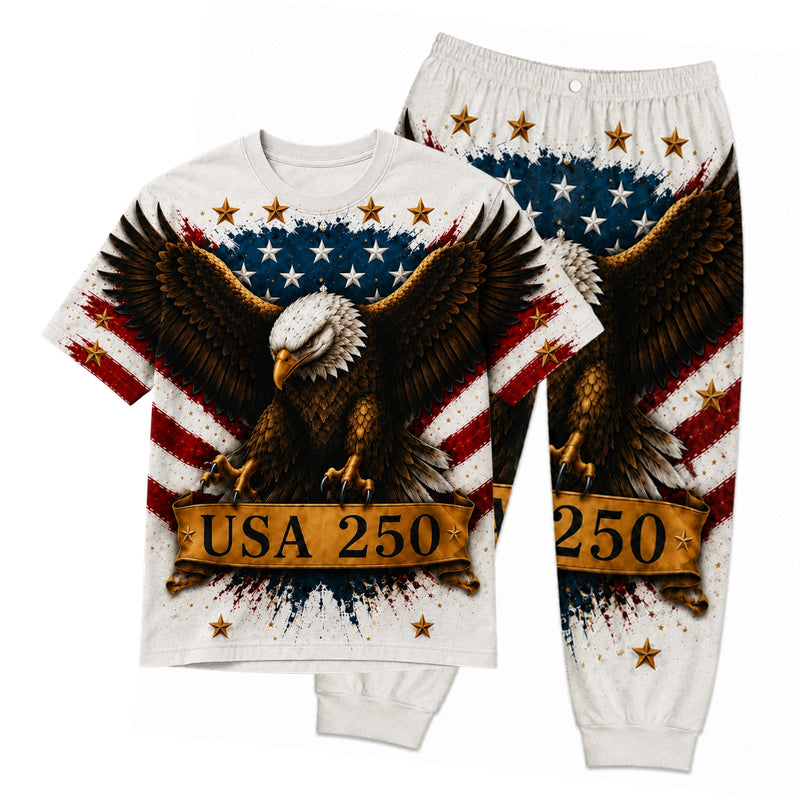 America 250th Anniversary Pajamas Short Sleeve - Winged USA Eagle