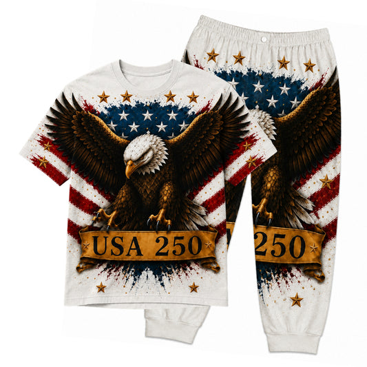 America 250th Anniversary Pajamas Short Sleeve - Winged USA Eagle