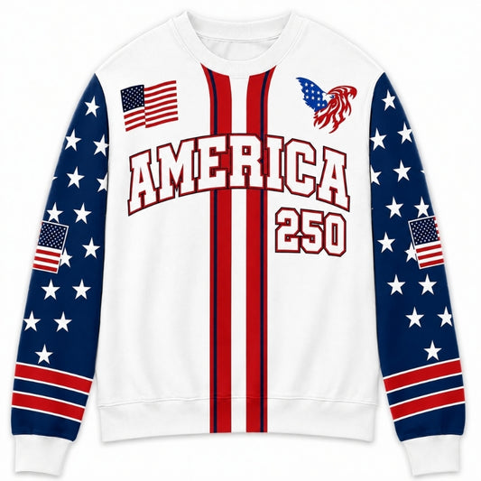 America 250th Anniversary Sweater - America Stars Stripes Sleeve