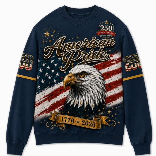 America 250th Anniversary Sweater - American Pride Eagle Gold Ribbon