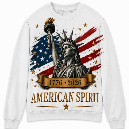 America 250th Anniversary Sweater - American Spirit Liberty Flag Ribbon