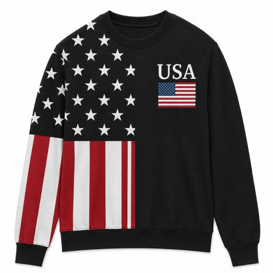 America 250th Anniversary Sweater - Black Flag Sleeve USA Patch