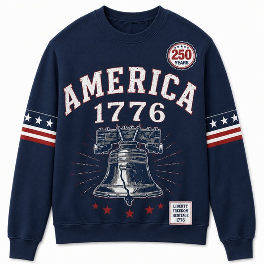 America 250th Anniversary Sweater - Collegiate America Bell Print