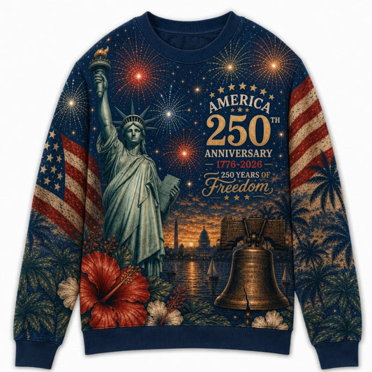 America 250th Anniversary Sweater - Fireworks Liberty Eagle Freedom
