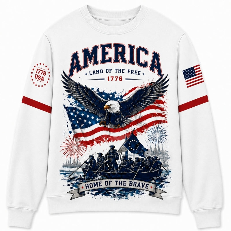 America 250th Anniversary Sweater - Land of the Free Eagle Emblem