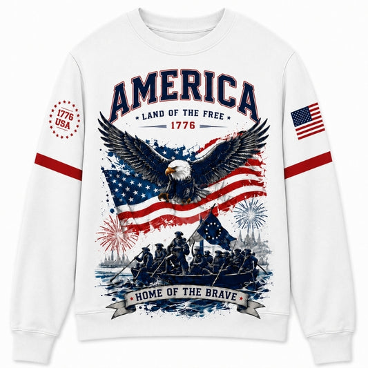 America 250th Anniversary Sweater - Land of the Free Eagle Emblem