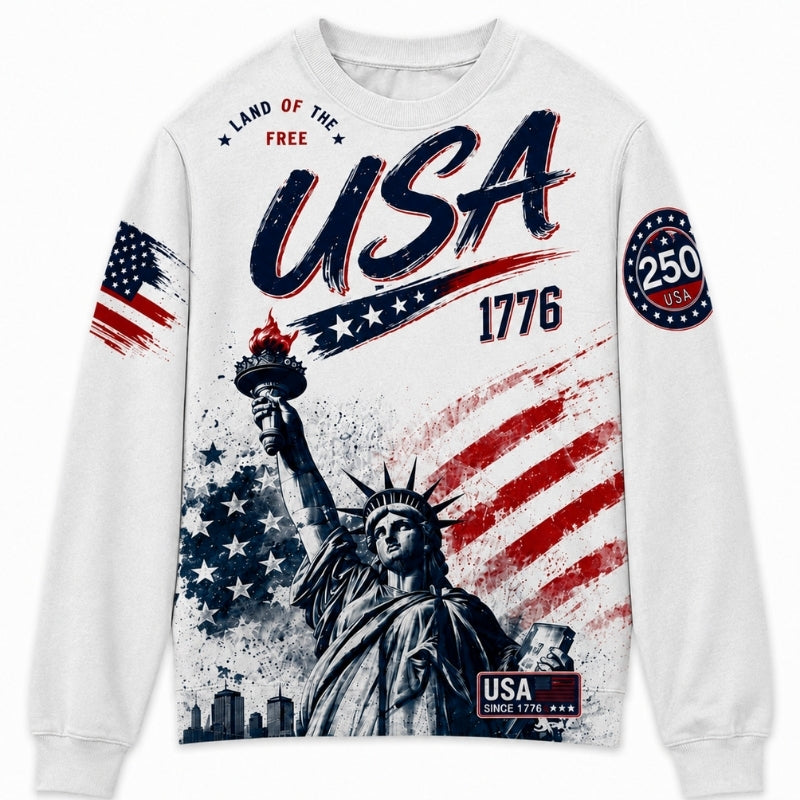 America 250th Anniversary Sweater - Land of the Free Liberty USA