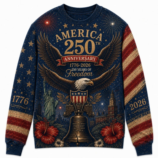 America 250th Anniversary Sweater - Midnight Eagle Fireworks Bell