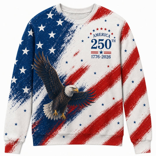 America 250th Anniversary Sweater - Painted Flag Soaring Eagle