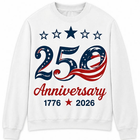 America 250th Anniversary Sweater - Retro Flag Wave Anniversary