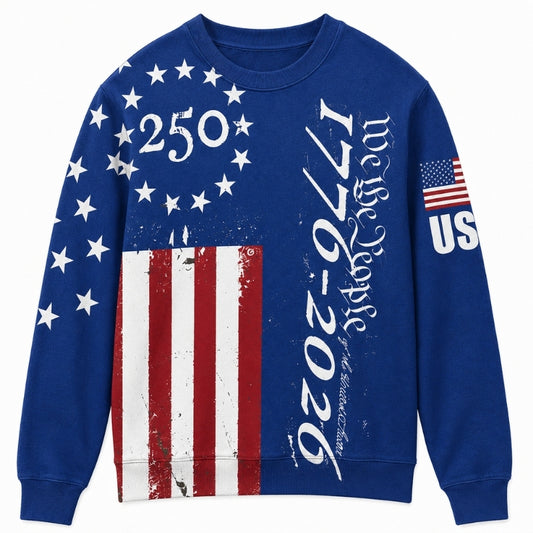 America 250th Anniversary Sweater - Royal Blue Flag We People