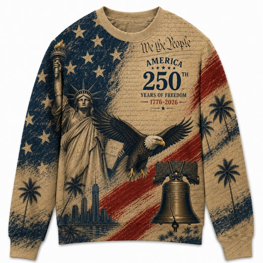 America 250th Anniversary Sweater - Statue of Liberty Eagle Flag