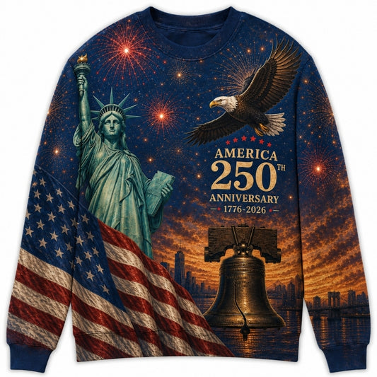 America 250th Anniversary Sweater - Sunset Liberty Eagle Bell