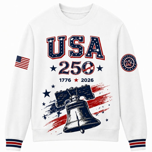 America 250th Anniversary Sweater - USA Eagle Bell Flag Sleeve