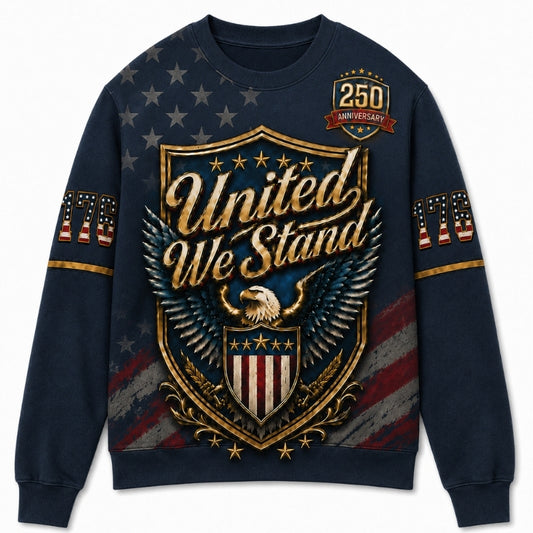 America 250th Anniversary Sweater - United We Stand Eagle Shield Gold